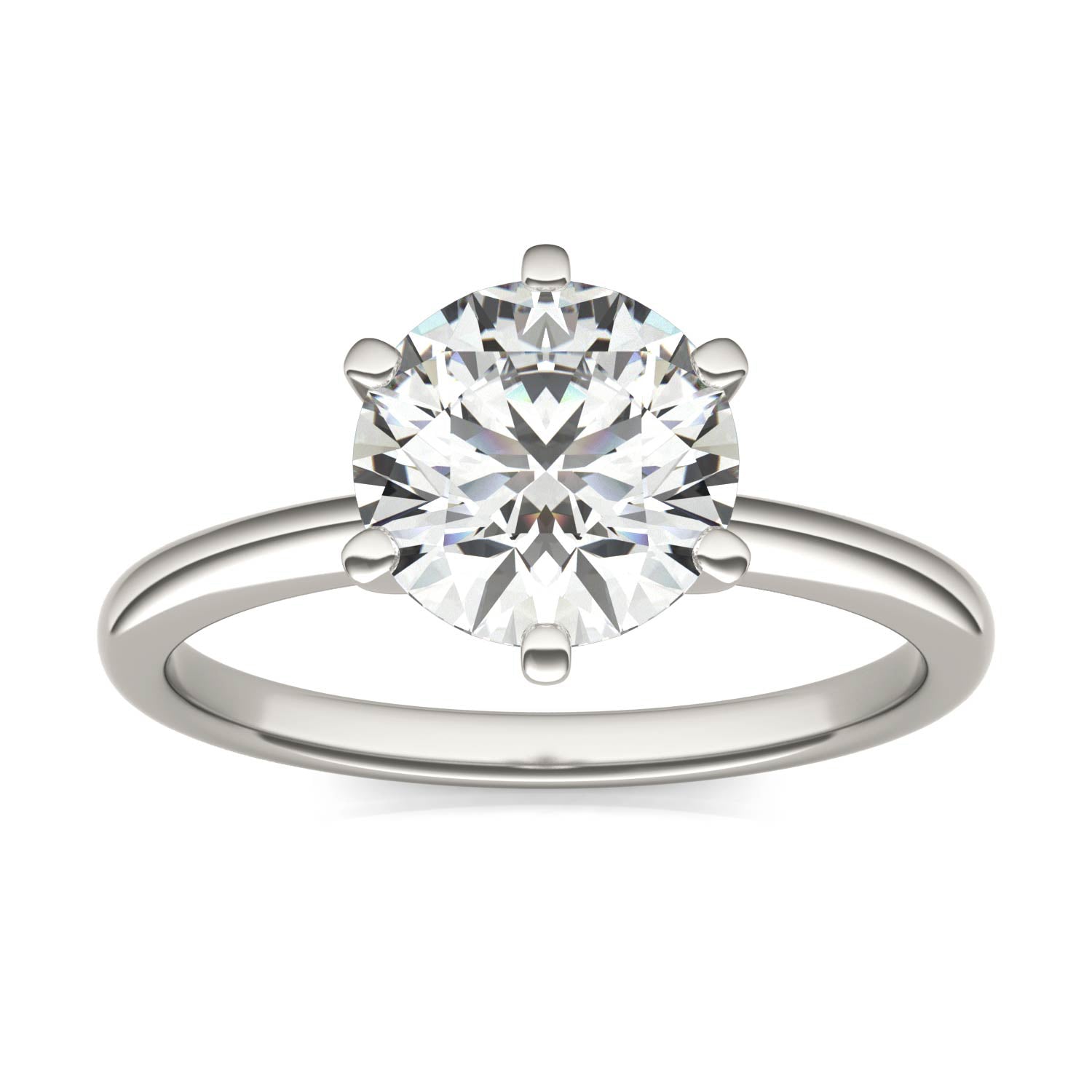 2 CTW Round Lab Grown Diamond Six Prong Solitaire Engagement Ring - G-VS Clarity, AGI Certified, 14K White Gold
