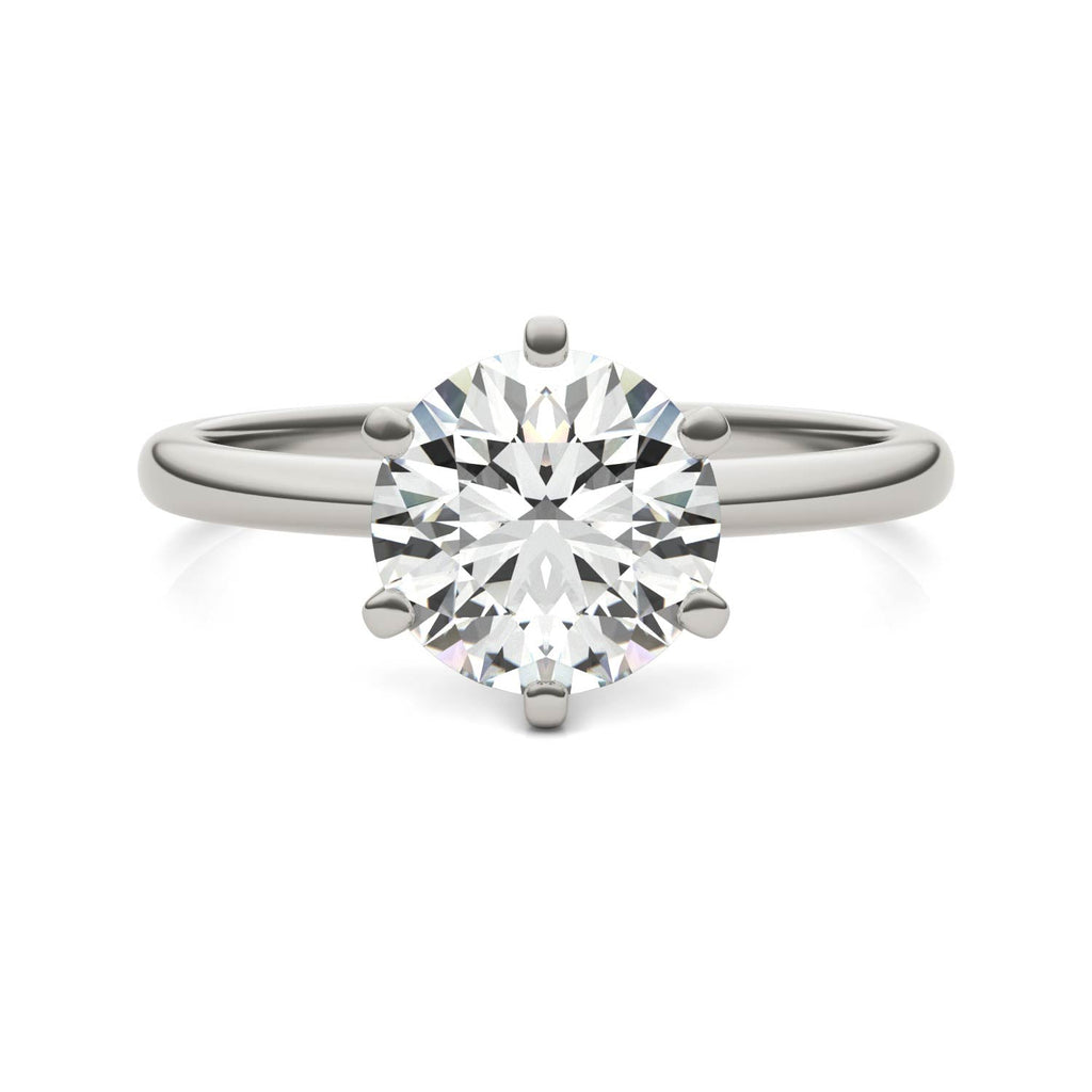 2 CTW Round Lab Grown Diamond Six Prong Solitaire Engagement Ring - G-VS Clarity, AGI Certified, 14K White Gold