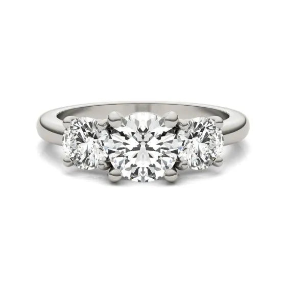 AGI Certified 2 CTW Classic Three-Stone Round Lab Grown Diamond (G-VS) Engagement Ring in 14K White Gold