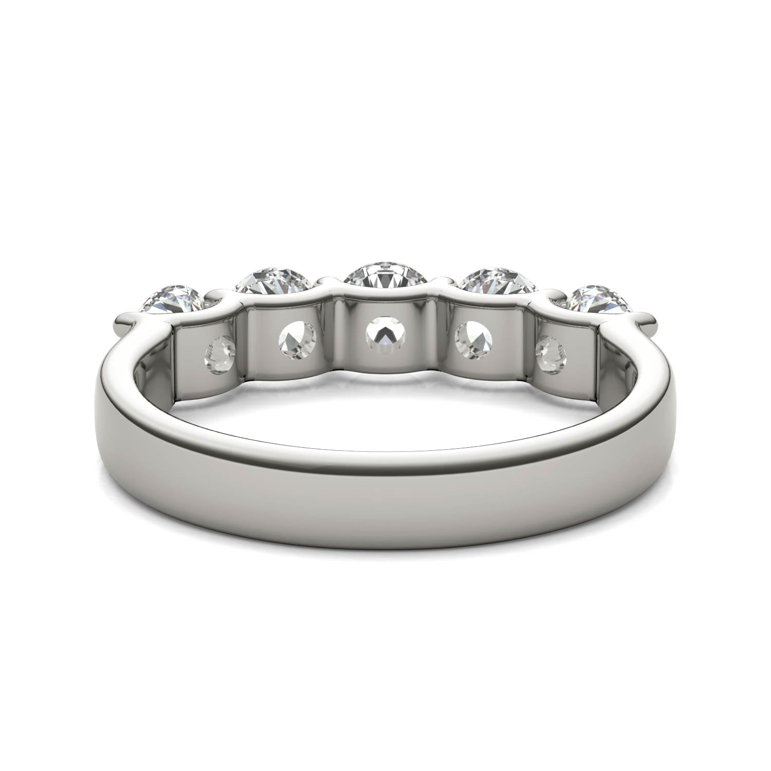 AGI Certified 1 1/4 CTW Round Lab Grown Diamond (G/VS) Five Stone Anniversary Band in 14K White Gold