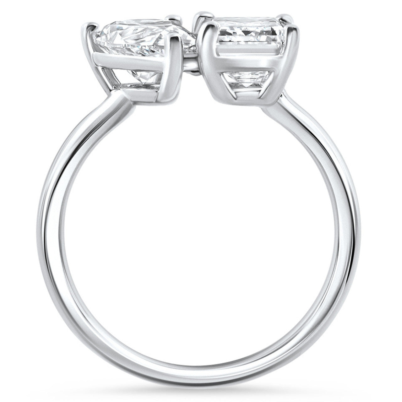 AGI Certified 3.50 CTW Toi Et Moi Lab Grown Diamond Ring in Pear & Emerald Cut 14K White Gold
