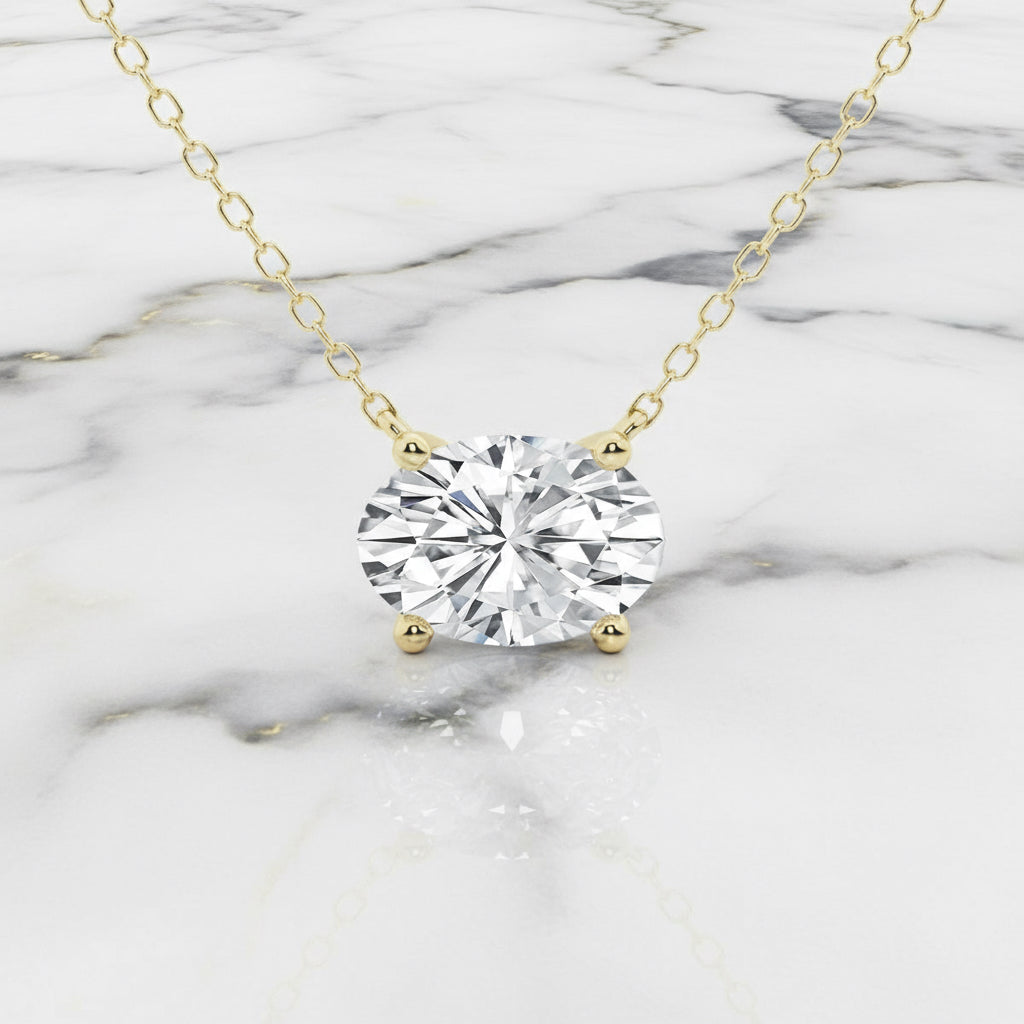 2.00 CTW AGI Certified Oval Lab Grown Diamond Solitaire Pendant - Choice of 14k Yellow or White Gold