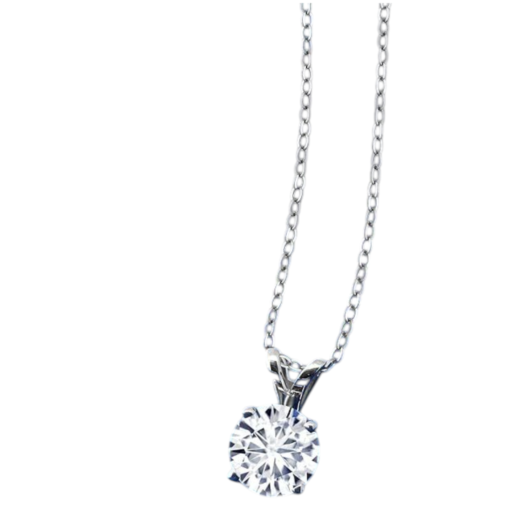 2.00 CTW Created Moissanite Solitaire Pendant Necklace with 18" Chain - Choice of 14k White or Yellow Gold