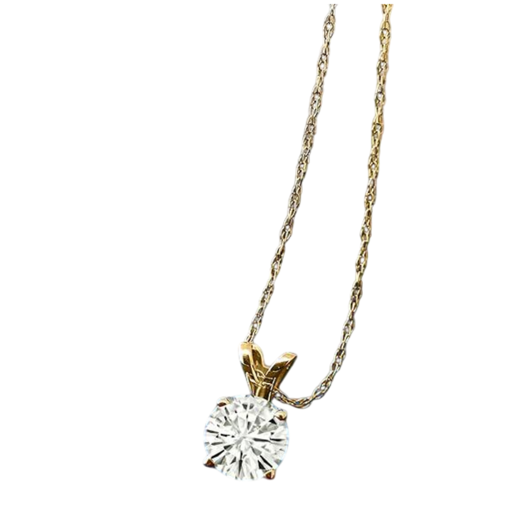 2.00 CTW Created Moissanite Solitaire Pendant Necklace with 18" Chain - Choice of 14k White or Yellow Gold