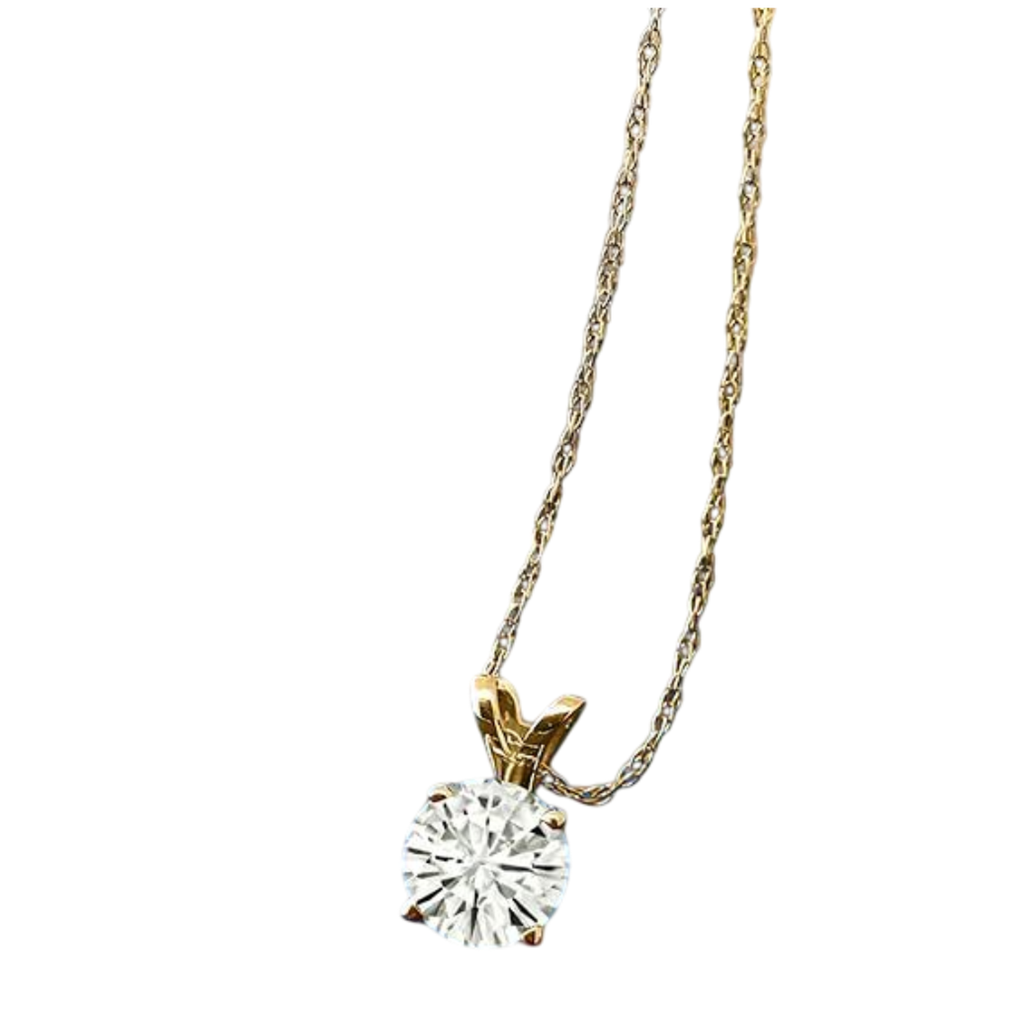 2.00 CTW Created Moissanite Solitaire Pendant Necklace with 18" Chain - Choice of 14k White or Yellow Gold
