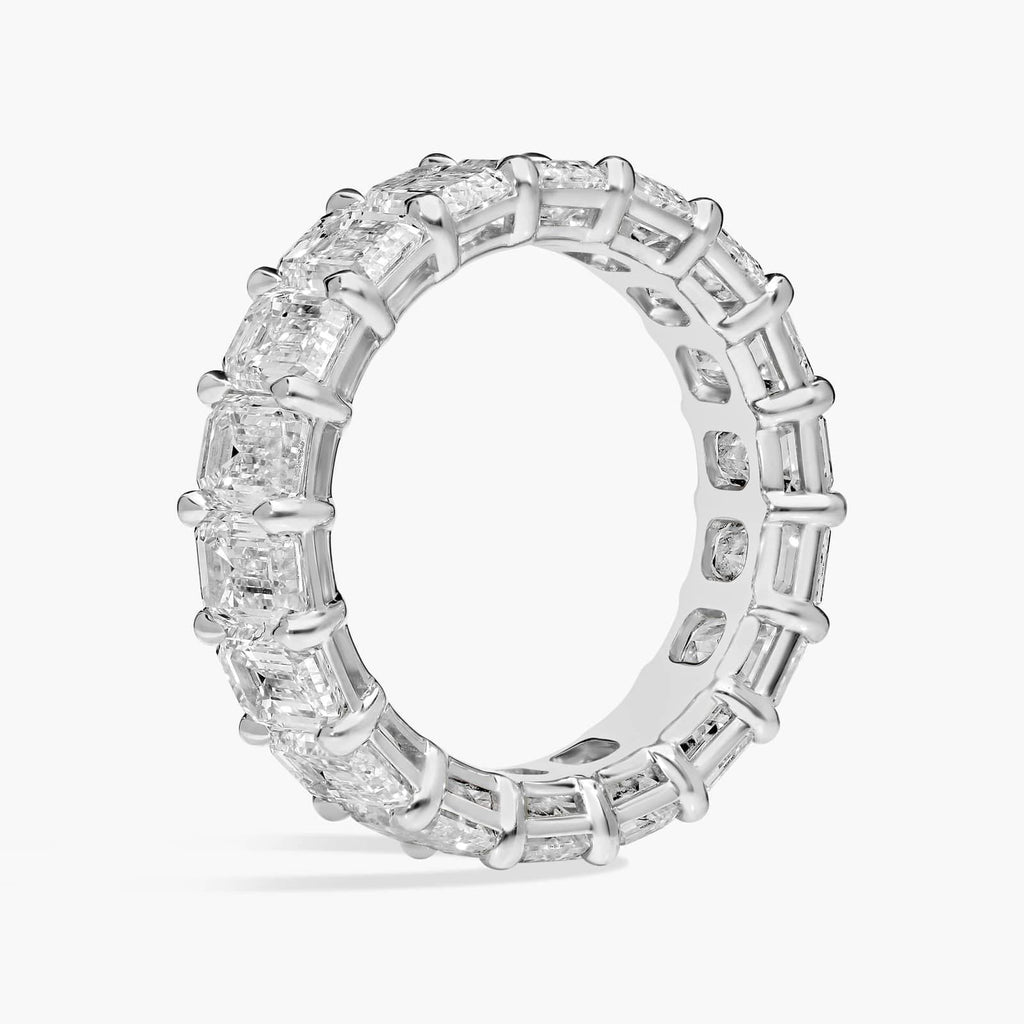 5.00 CTW Created Moissanite Emerald Cut Eternity Band Ring in 14k White Gold Overlay