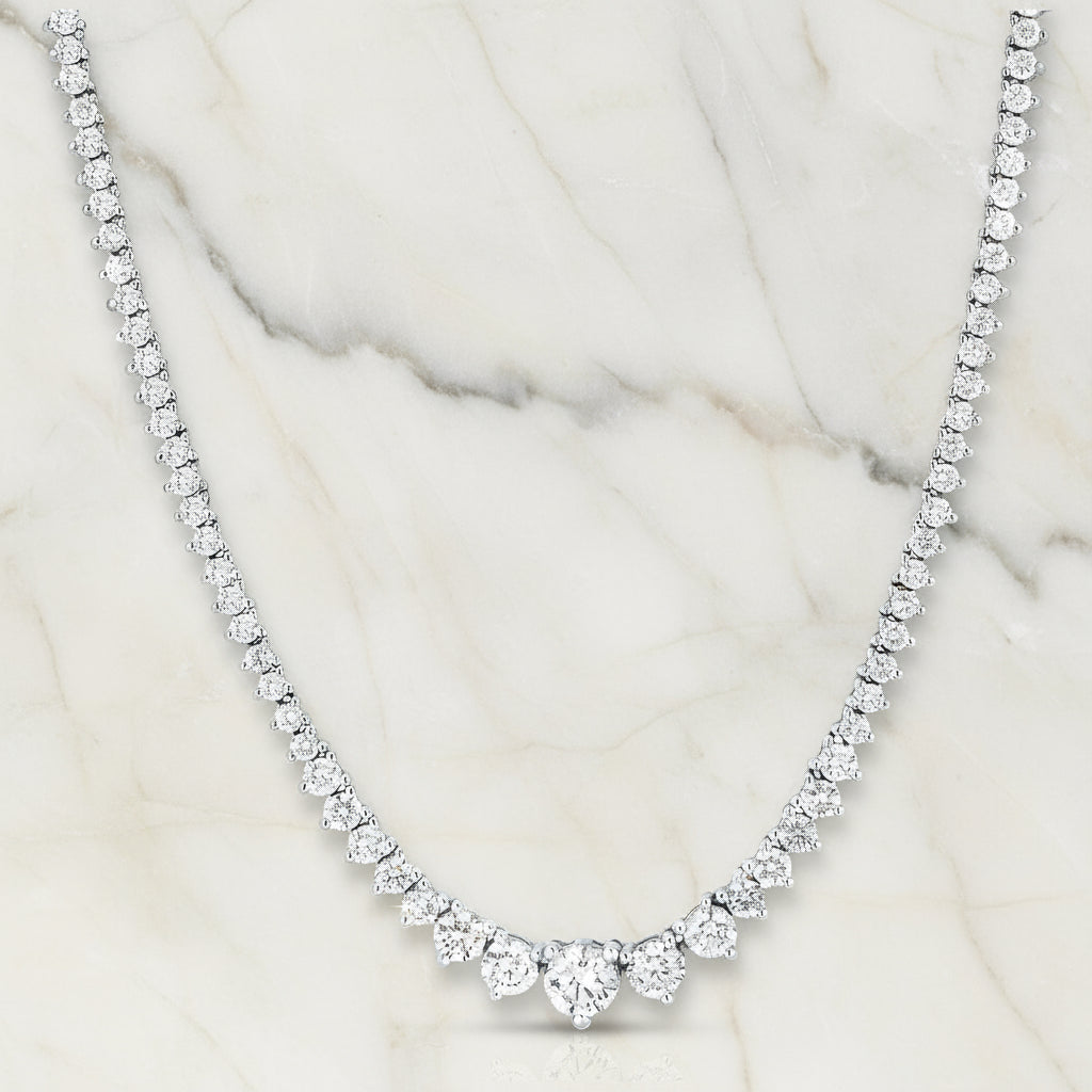 15 CTW Created Moissanite Graduated Tennis Necklace - G-H Color, SI Clarity