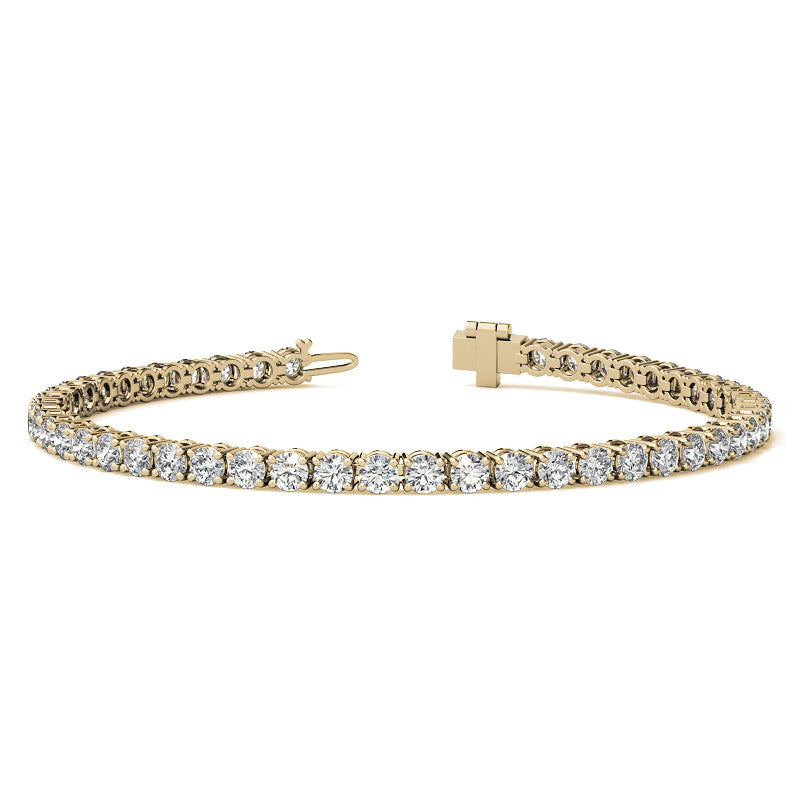 Set of Three 6ctw Created Moissanite Tennis Bracelets – 3mm Stones – 14K Gold Overlay in White, Yellow & Rose Gold