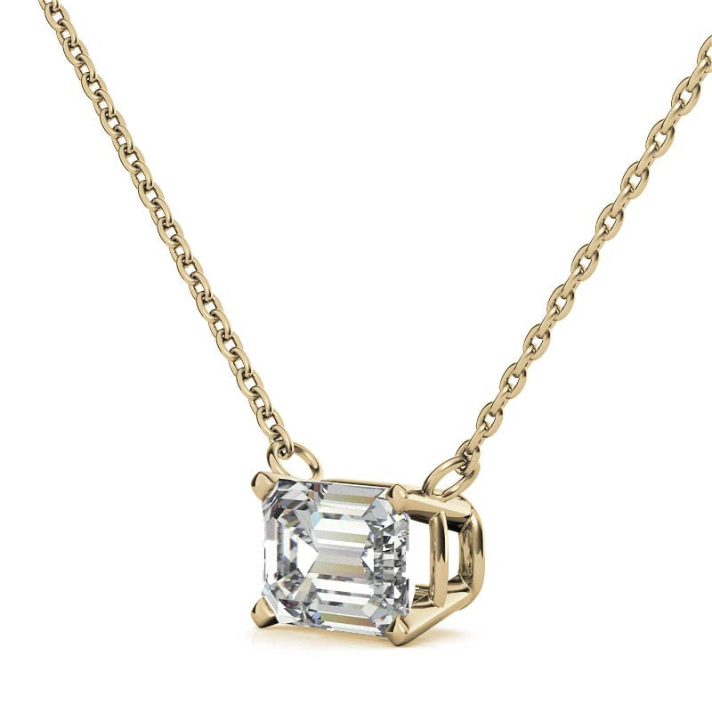 2.00 CTW AGI Certified Lab-Grown Emerald-Cut Diamond Solitaire Pendant in Choice Of 14K White or Yellow Gold