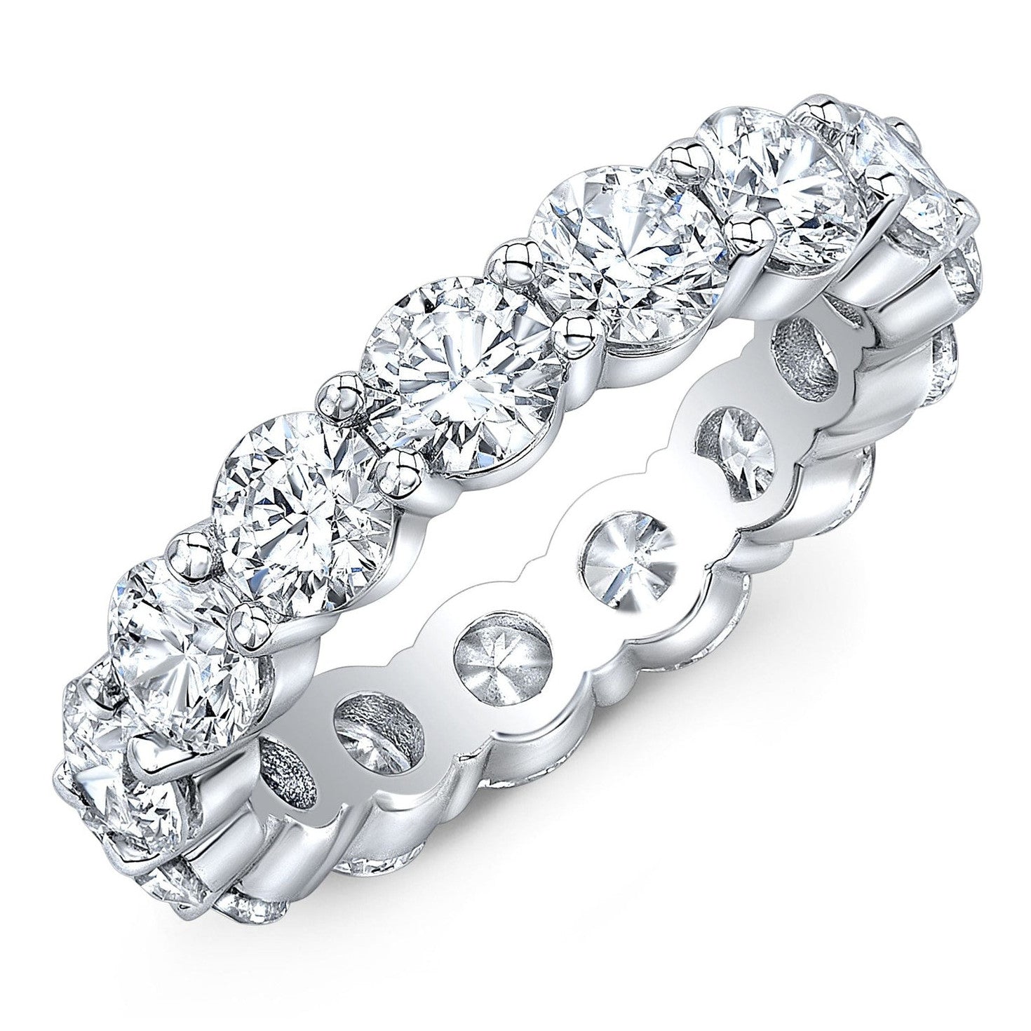 5.00 CTW Created Moissanite Eternity Band in 14k Gold Overlay – Round Cut Classic Ring