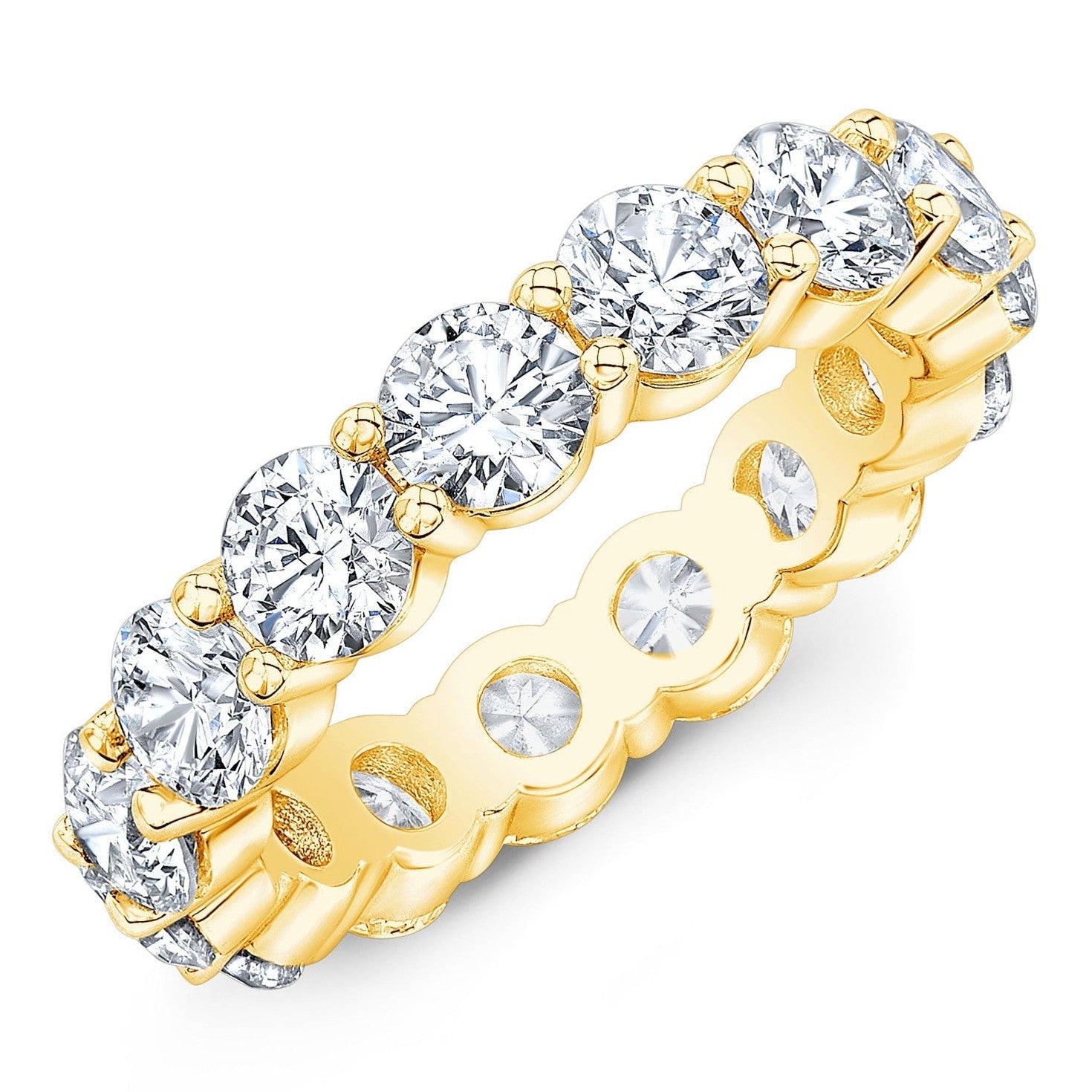 5.00 CTW Created Moissanite Eternity Band in 14k Gold Overlay – Round Cut Classic Ring