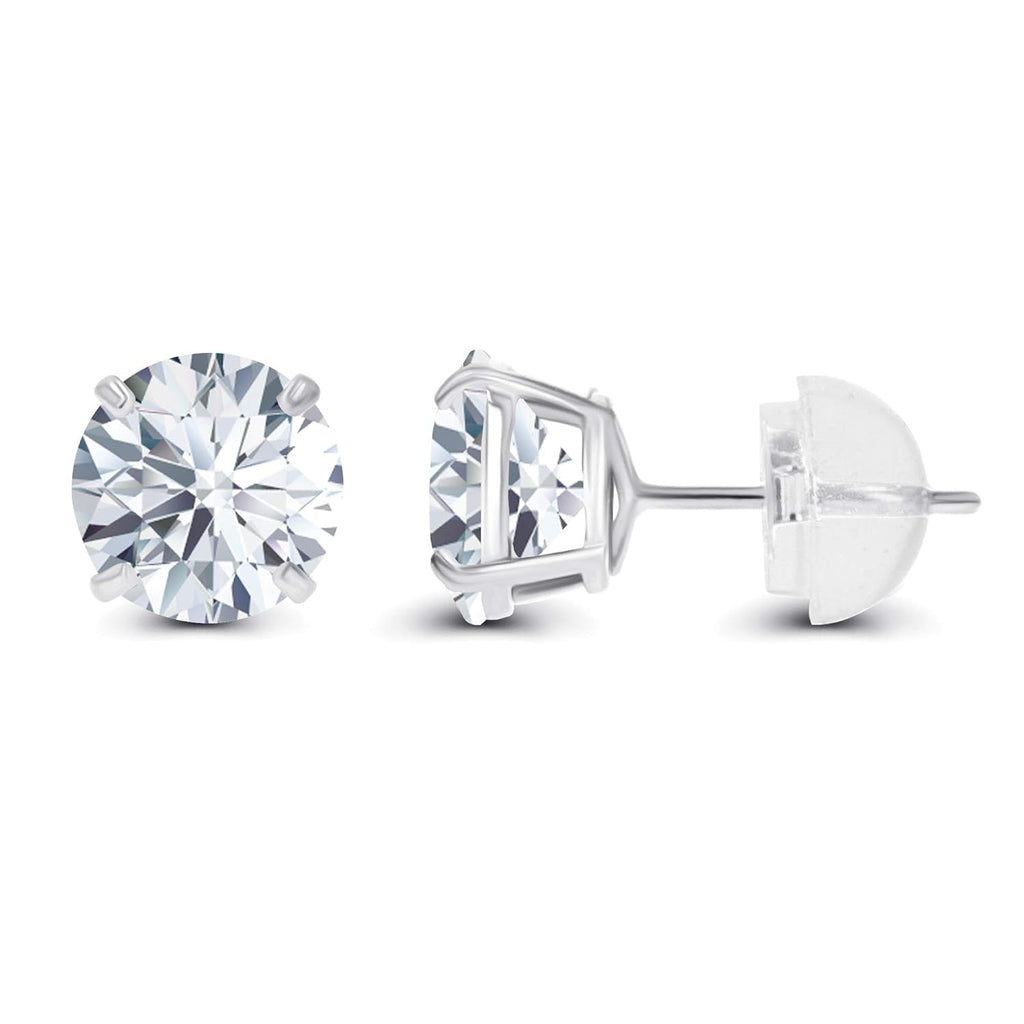 2.00 CTW Round CZ Stud Earrings in 14K White or Yellow Gold – Handcrafted Luxury